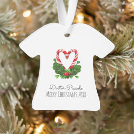 Ornamento Candy Cane Heart Felry Christmas DOUTOR Name Year