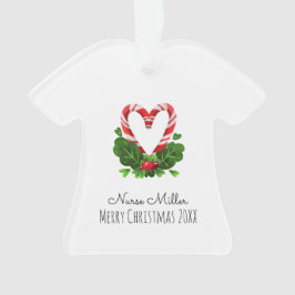 Ornamento Candy Cane Heart Felry Christmas NURSE Name Year
