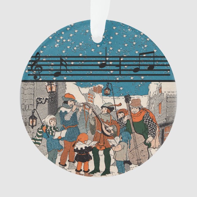 Ornamento Cantores de Natal Musicians Street Corner Snow (Frente)