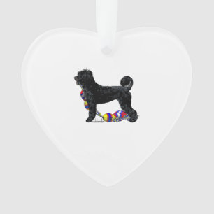 Ornamento Cão de Água Português em Pé com Linha de Flutuação