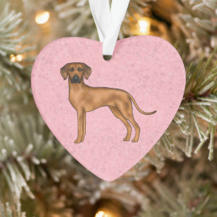 Ornamento Cão Leão Africano Marrom Rhodesiano Ridgeback Rosa