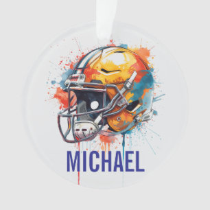 Ornamento Capacete de Futebol Motivacional Inspirador Nome