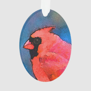 Ornamento Cardeais na pintura de cerca - Arte original