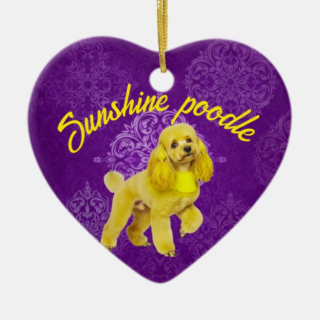 Ornamento Cardíaco de Poodle Personalizado - Um Do (Frente)