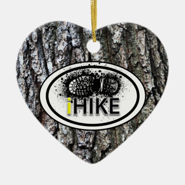 Ornamento Cardíaco "iHIKE" de Hiking Personalizado (Frente)