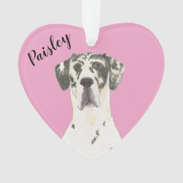 Ornamento Cardíaco rosa personalizado Harlequin, grande dina