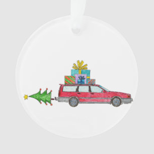 Ornamento Carro de Natal com presentes