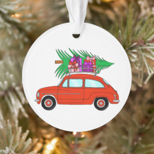 Ornamento Carro Vermelho com presentes de Natal