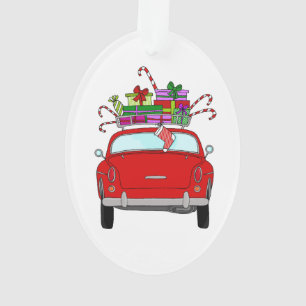 Ornamento Carro Vermelho com presentes de Natal