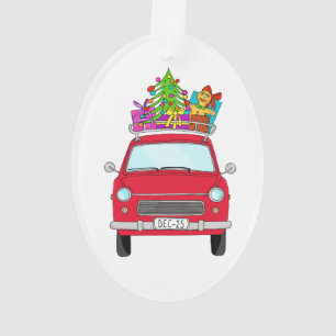 Ornamento Carro Vermelho com presentes de Natal