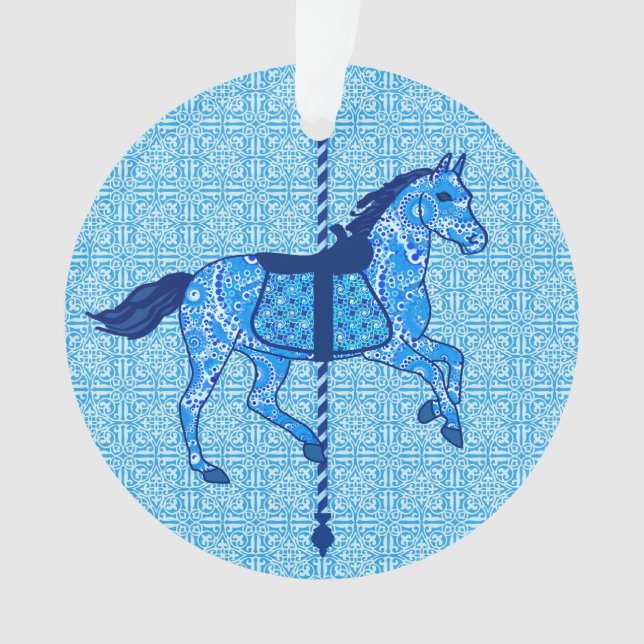 Ornamento Carrossel Horse - Cobalto e Azul-Céu (Frente)