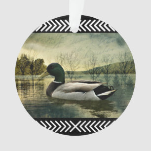 Ornamento Cartão-postal de Vintage Mallard Duck Weathered
