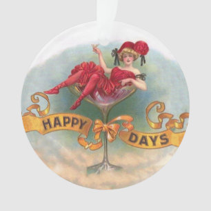 Ornamento Cartaz de Mulher Antiga em Copo de Champanhe: Bar