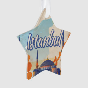 Ornamento Cartaz de viagem vintage da Mesquita Aya Sophia Is