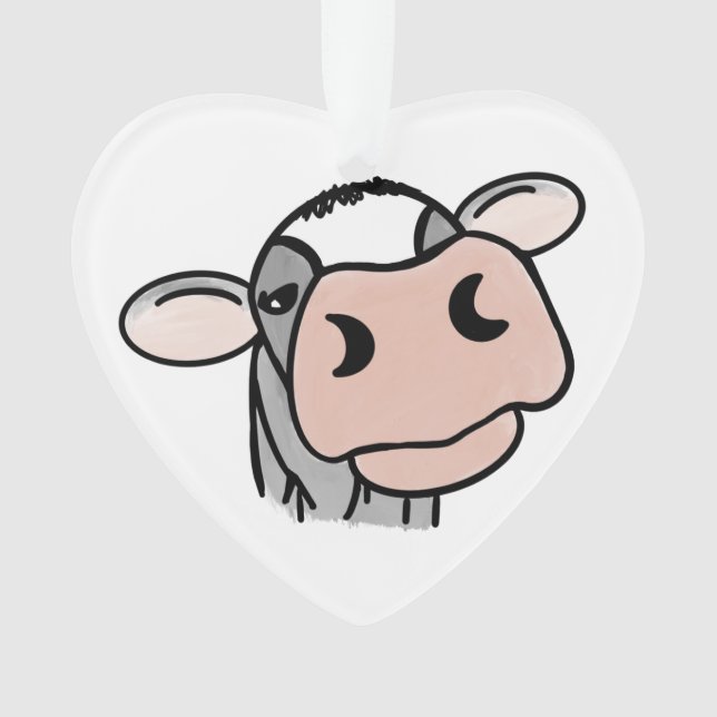 Ornamento cartografia vaca branca-negra cinza beija-fazenda  (Frente)