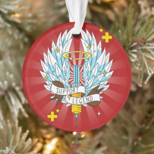 Ornamento Cartoon da Seringa Vermelha com Lente Gamer