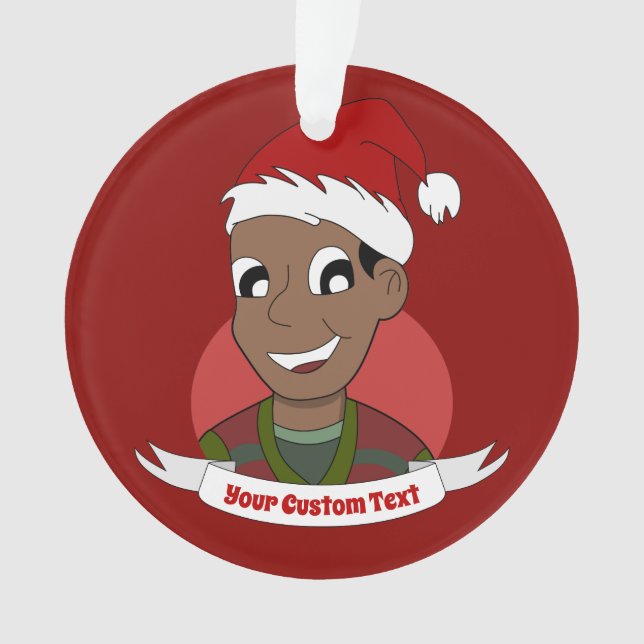 Ornamento Cartoon de Natal do homem Rindo (Frente)