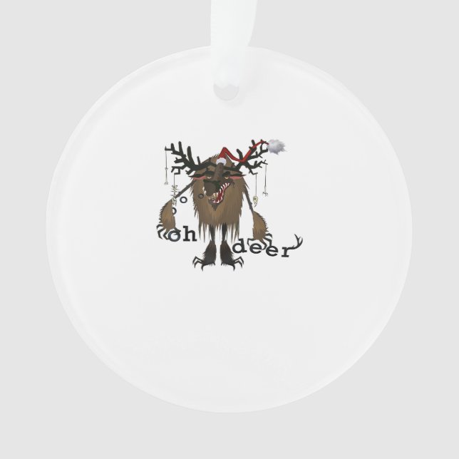 Ornamento Cartoon Oh Deer Funny Reindeer Holiday Gamer Gift (Frente)