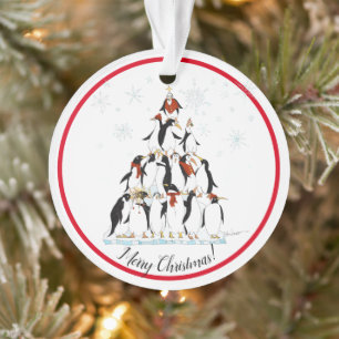 Ornamento Cartoon sobre Férias na Árvore de Natal Pinguim