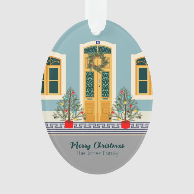 Ornamento Casa Festiva Portuguesa de Natal (Frente)