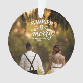 Ornamento Casados e Alegres Personalizado Férias Recém-Casad