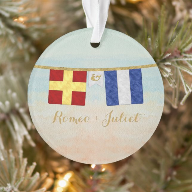 Ornamento Casais Monograma Sinalizadores de Sinal Marítimo A (Árvore)