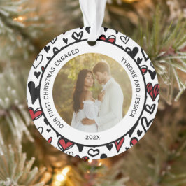 Ornamento Casais Vermelhos e Brancos Primeiro Natal Envolvid