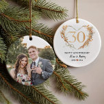 Ornamento Casal 30 Casamento Aniversário Dourado Coração Fot<br><div class="desc">Ornamento de Fotografias do Casal Dourado do Aniversário de Casamento 30</div>
