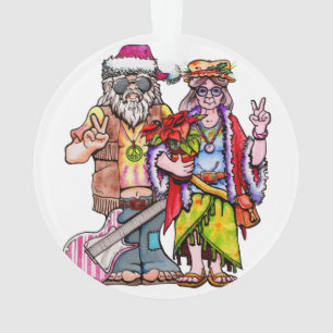 Ornamento Casal de Papais noeis Hippie