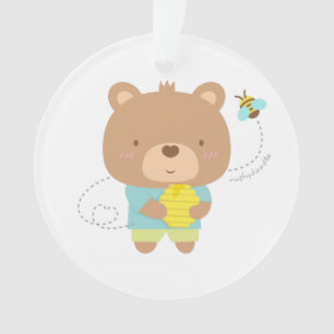 Ornamento Casal Engraçado Urso Macho e Abelha Fofa