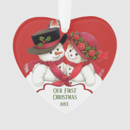 Ornamento Casal Snowman, Primeiro Natal