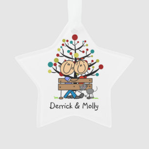 Ornamento Casal Stick Figure e Ornament Cat Holiday