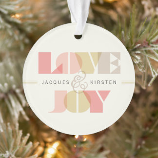 Ornamento Casamento De Foto Com Amor E Joy Clear Geo