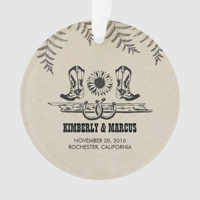 Ornamento Casamento Rustic Country Western Barn (Frente)