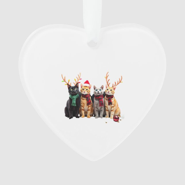 Ornamento Cat Christmas Light Reindeer Santa Christmas Cat L (Frente)