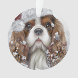 Ornamento Cavalier King Charles Spaniel, Cachorro Papai noel
