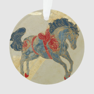 Ornamento Cavalo Azul Real Ornamentado