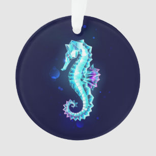 Ornamento Cavalo de Gelo Cristal em Fundo Azul