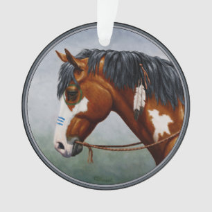 Ornamento Cavalo de Guerra de Pinto, Baía Americana Nativa