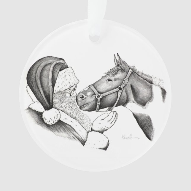 Ornamento Cavalo de Natal e Papai Noel (Frente)