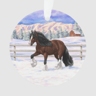 Ornamento Cavalo de Rascunho de Vanner Gypsy Bay Brown em Ne