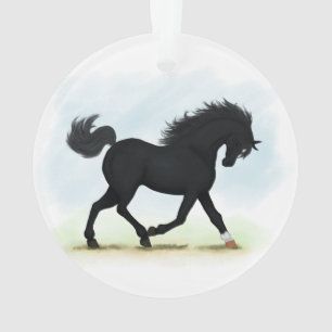 Ornamento Cavalo Negro com Estrela e Meia (Beleza Negra)