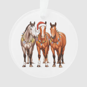 Ornamento Cavalos de Natal Chapéu de Cowboy Western Santa Fa