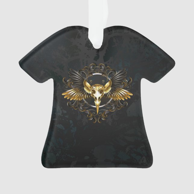 Ornamento Caveira de ouro sobre fundo preto (Frente)