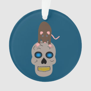 Ornamento Caveira Gótica e Halloween Rato