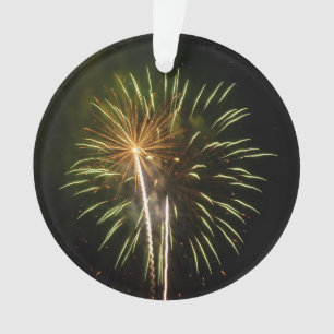 Ornamento Celebração de Feriado com Fogos de Artifício Verde