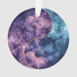 Ornamento Celestial Harmony: Watercolor Nebula Yin Yang