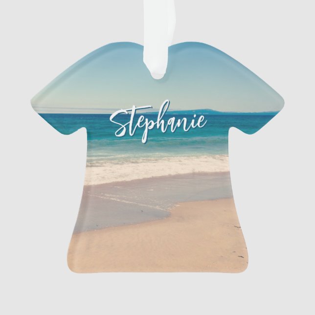 Ornamento Cena Azul Personalizada do Oceano de Fotografia de (Frente)