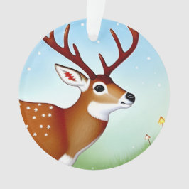 Ornamento Cena de Deer na Wonderland de inverno
