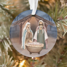 Ornamento Cena de Natal Religiosa e Escritura